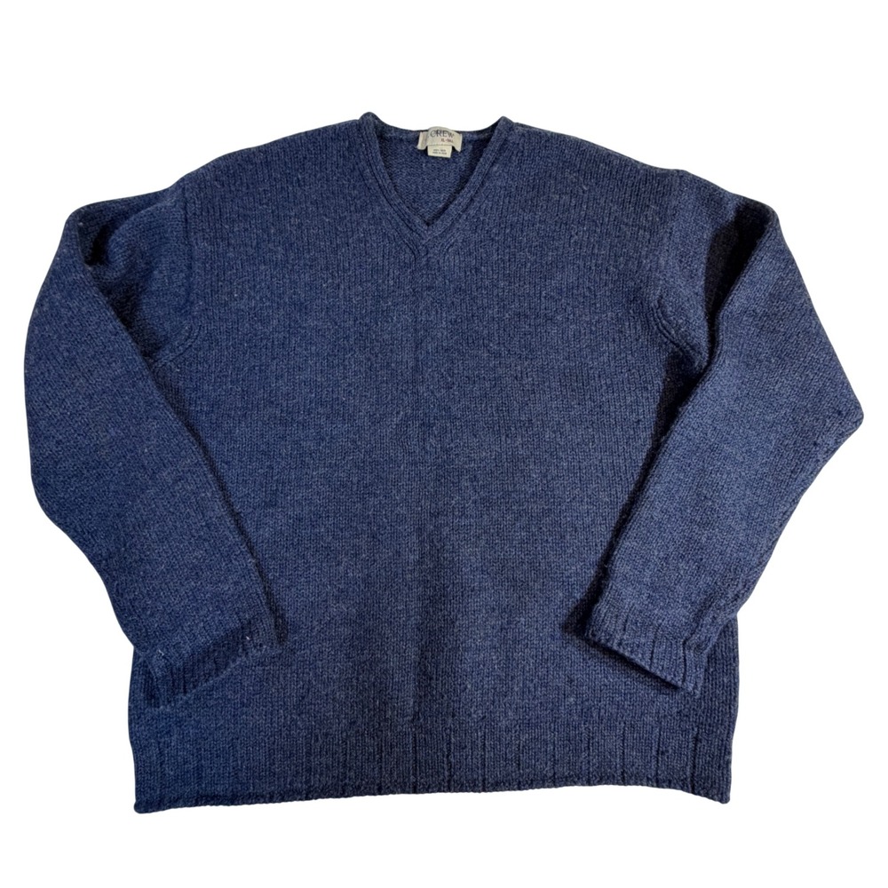 J. Crew Wool Sweater – XL-Tall Blue V-Neck Knit Pullover READ